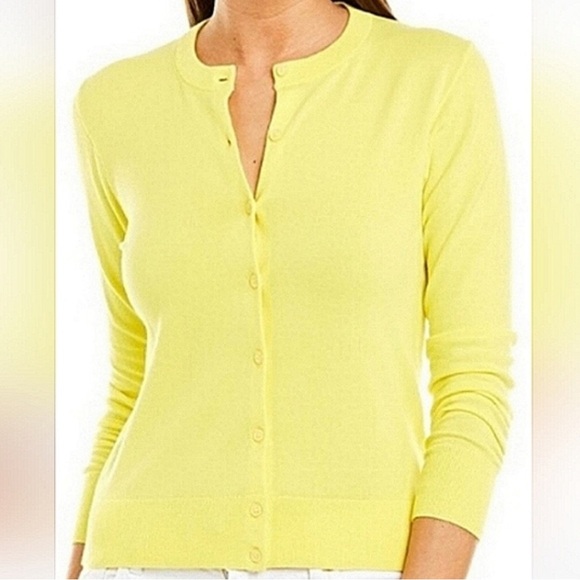 J. Crew Factory Classic Cotton Cardigan Sweater Yellow Plus Size 3X - Picture 1 of 8